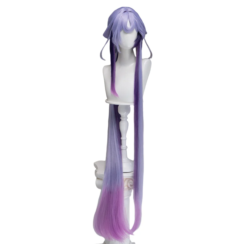 DokiDoki Game Arknights Cosplay Jun Wig Long Straight Purple Gradient Hair Detachable Braid - Image 5