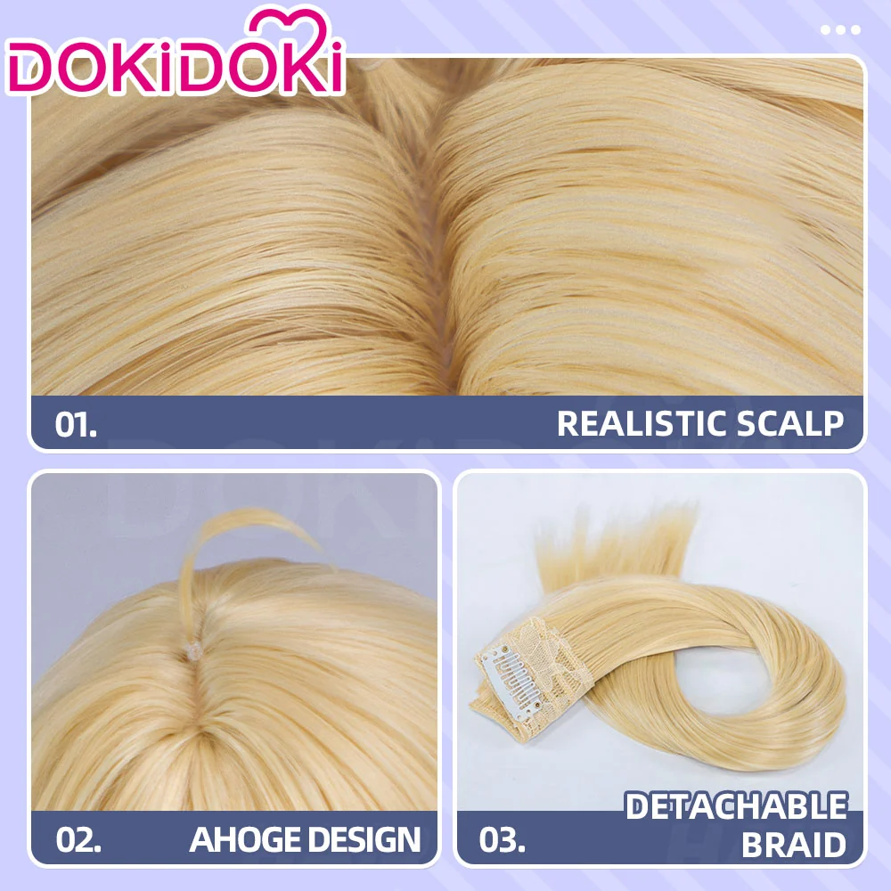 DokiDoki Game Arknights Cosplay Młynar Wig Long Blonde Hair Ponytail Roar Against The Wilds - Image 4