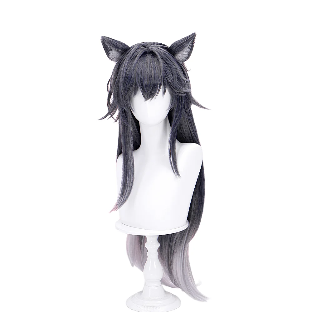 【Ready For Ship】DokiDoki Game Arknights Cosplay Texas the Omertosa Wig Long Straight Black Hair Cellinia Texas - Image 7