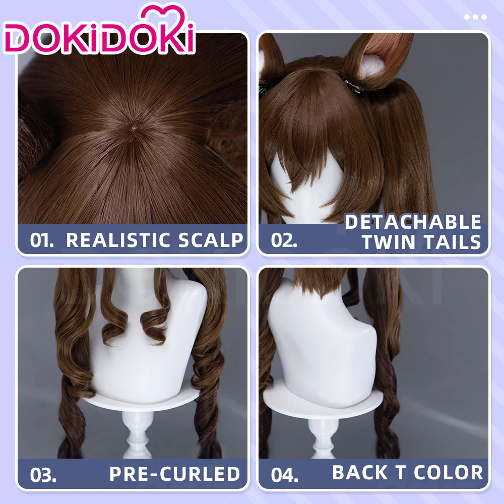 【Ready For Ship】DokiDoki Game Arknights: Endfield Cosplay Gilberta Wig Long Curly Brown Hair Twin Tails - Image 4