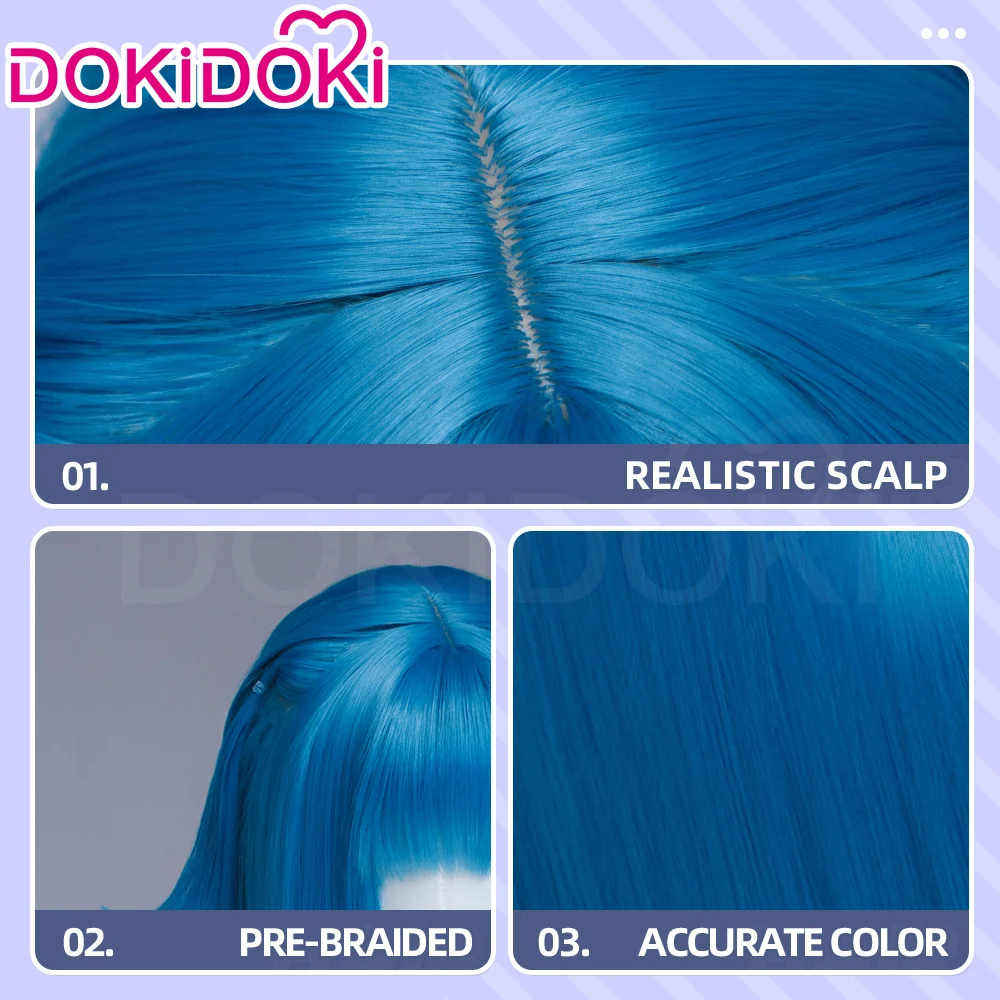 DokiDoki Game Arknights: Endfield Cosplay Last Rite Wig Long Straight Blue Hair - Image 5