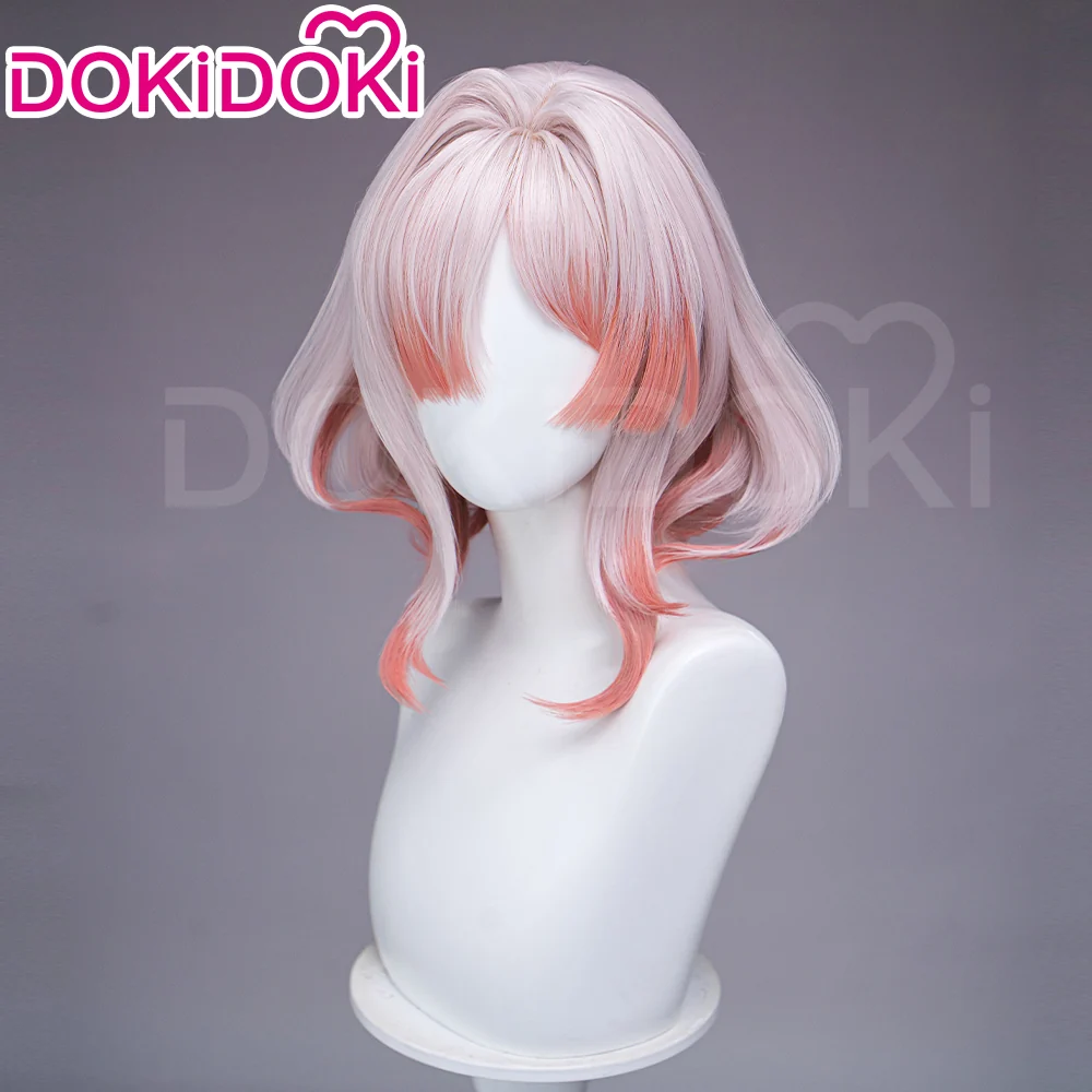 DokiDoki Game Arknights: Endfield Cosplay Mi Fu Wig Short Curly Pink Light Red Highlight Hair Pre Style MiFu - Image 3