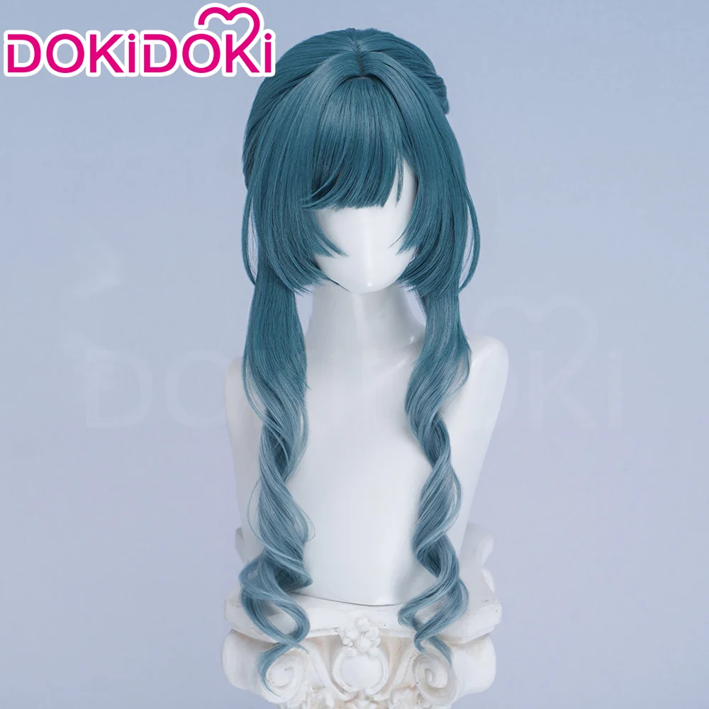 DokiDoki Game Arknights: Endfield Cosplay Xaihi Wig Long Curly Cyan Blue Braided Hair - Image 2