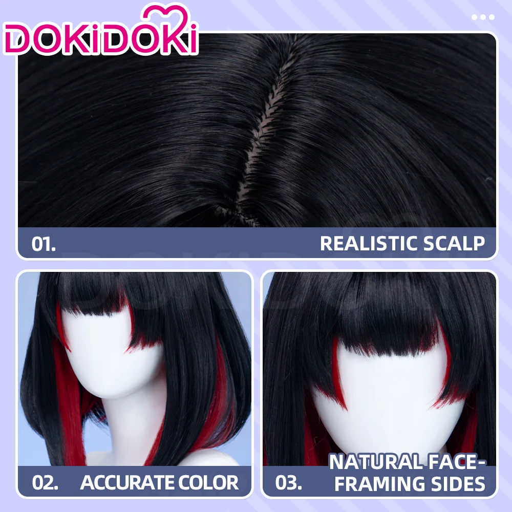 【Ready For Ship】DokiDoki Game Cosplay Fox Wig Long Black Red Hair After Hours Spirit Blossom Springs - Image 5