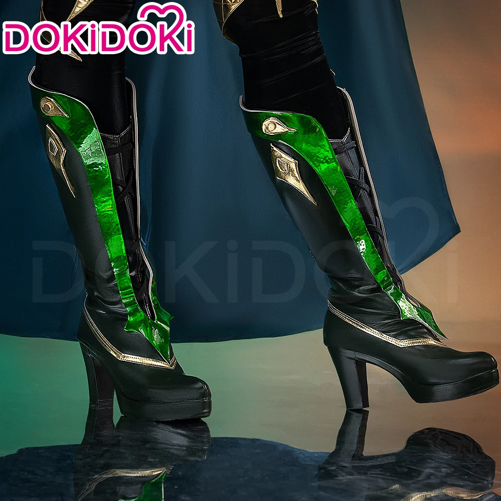 Dokidoki Game Cosplay Green Shoes Green Striped Shiny Boots