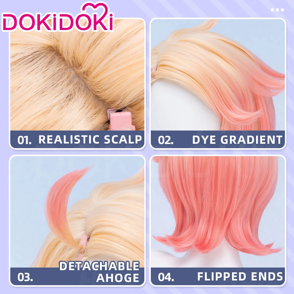 【Ready For Ship】DokiDoki Game Cosplay Trainer Wig Short Blonde Orange Gradient Hair - Image 4
