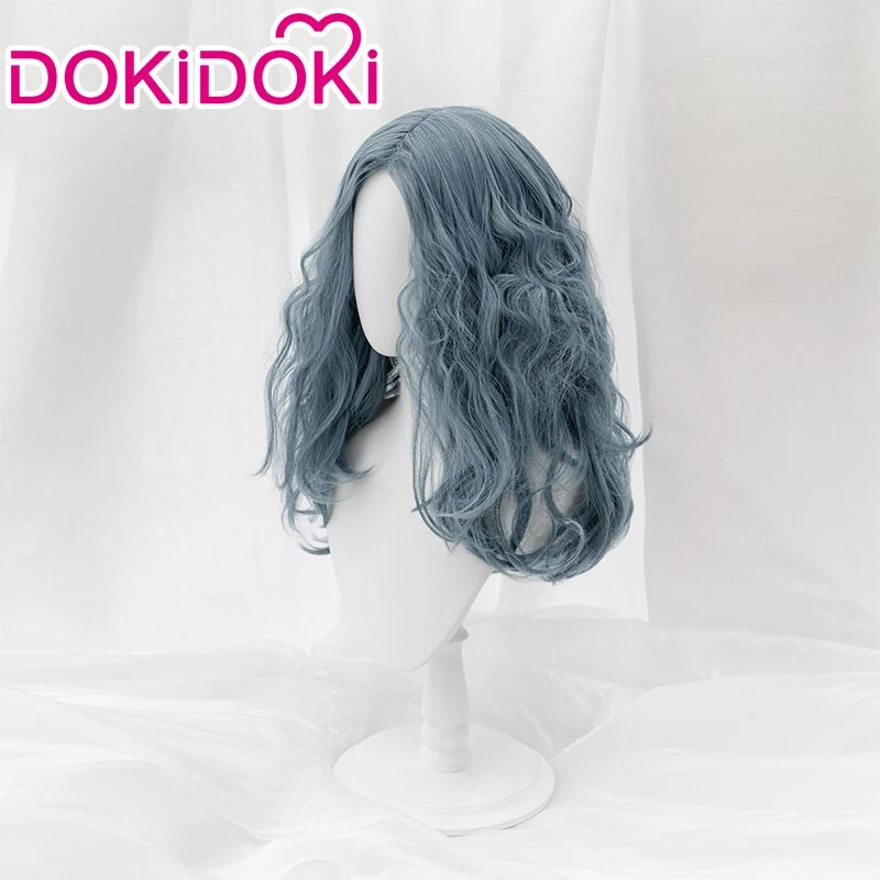 【Ready For Ship】Dokidoki Game Cosplay Wig Long Curly Blue Grey Hair