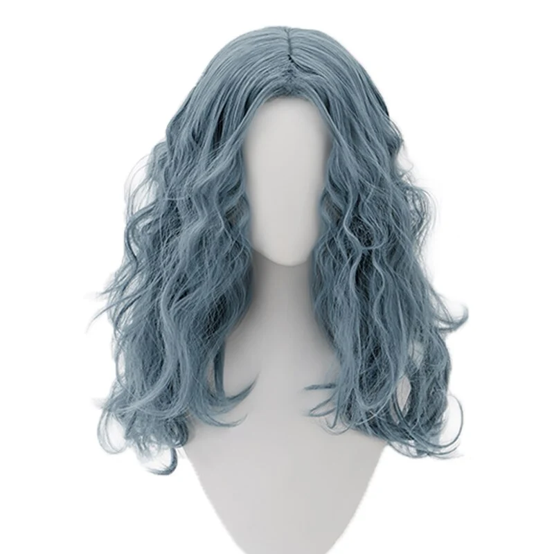 【Ready For Ship】Dokidoki Game Cosplay Wig Long Curly Blue Grey Hair - Image 4