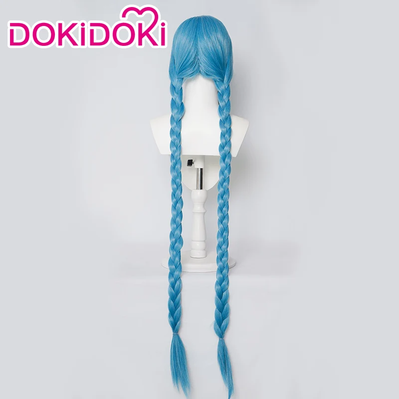 【Partially Ready For Ship】【Front Lace】DokiDoki Anime Game Cosplay Wig Blue Braided Pigtail / Hairtied / Long Straight Version Hair / Tattoo Sticker / Necklace / Bullet Headwear - Image 10