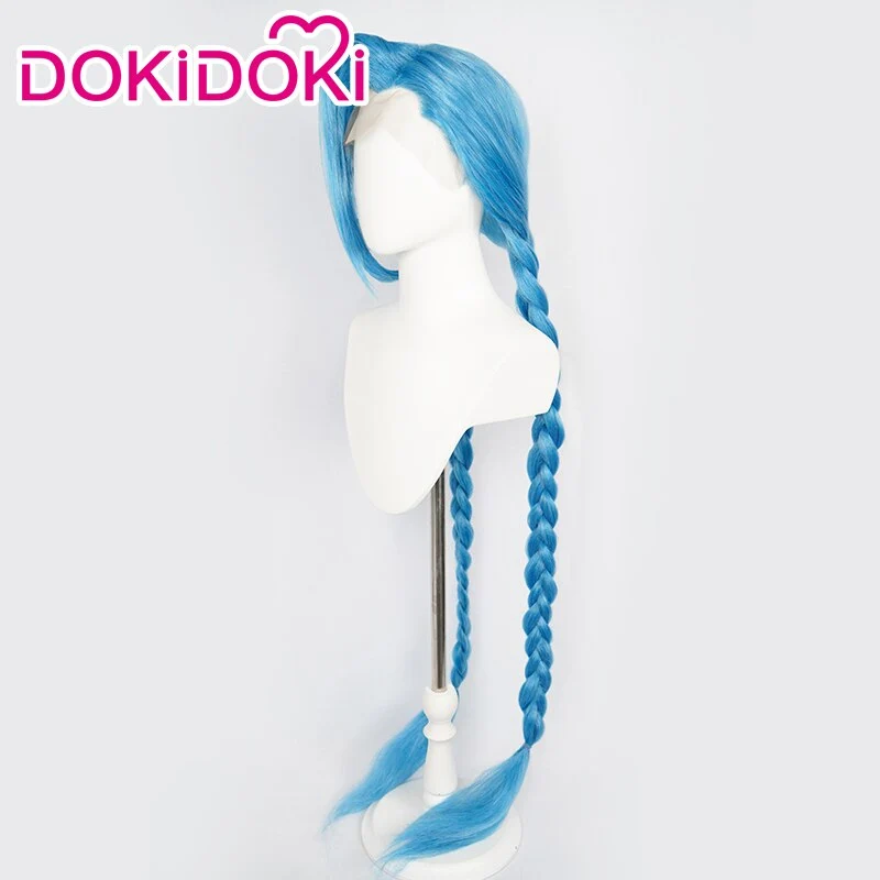 【Partially Ready For Ship】【Front Lace】DokiDoki Anime Game Cosplay Wig Blue Braided Pigtail / Hairtied / Long Straight Version Hair / Tattoo Sticker / Necklace / Bullet Headwear - Image 15