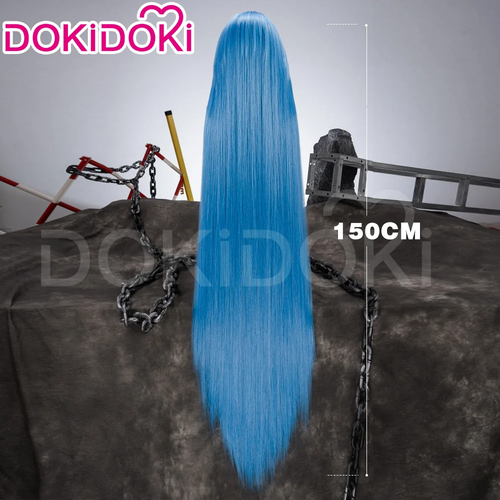 【Partially Ready For Ship】【Front Lace】DokiDoki Anime Game Cosplay Wig Blue Braided Pigtail / Hairtied / Long Straight Version Hair / Tattoo Sticker / Necklace / Bullet Headwear - Image 19