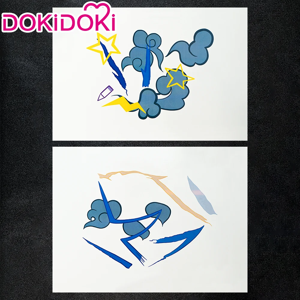 【Partially Ready For Ship】【Front Lace】DokiDoki Anime Game Cosplay Wig Blue Braided Pigtail / Hairtied / Long Straight Version Hair / Tattoo Sticker / Necklace / Bullet Headwear - Image 22