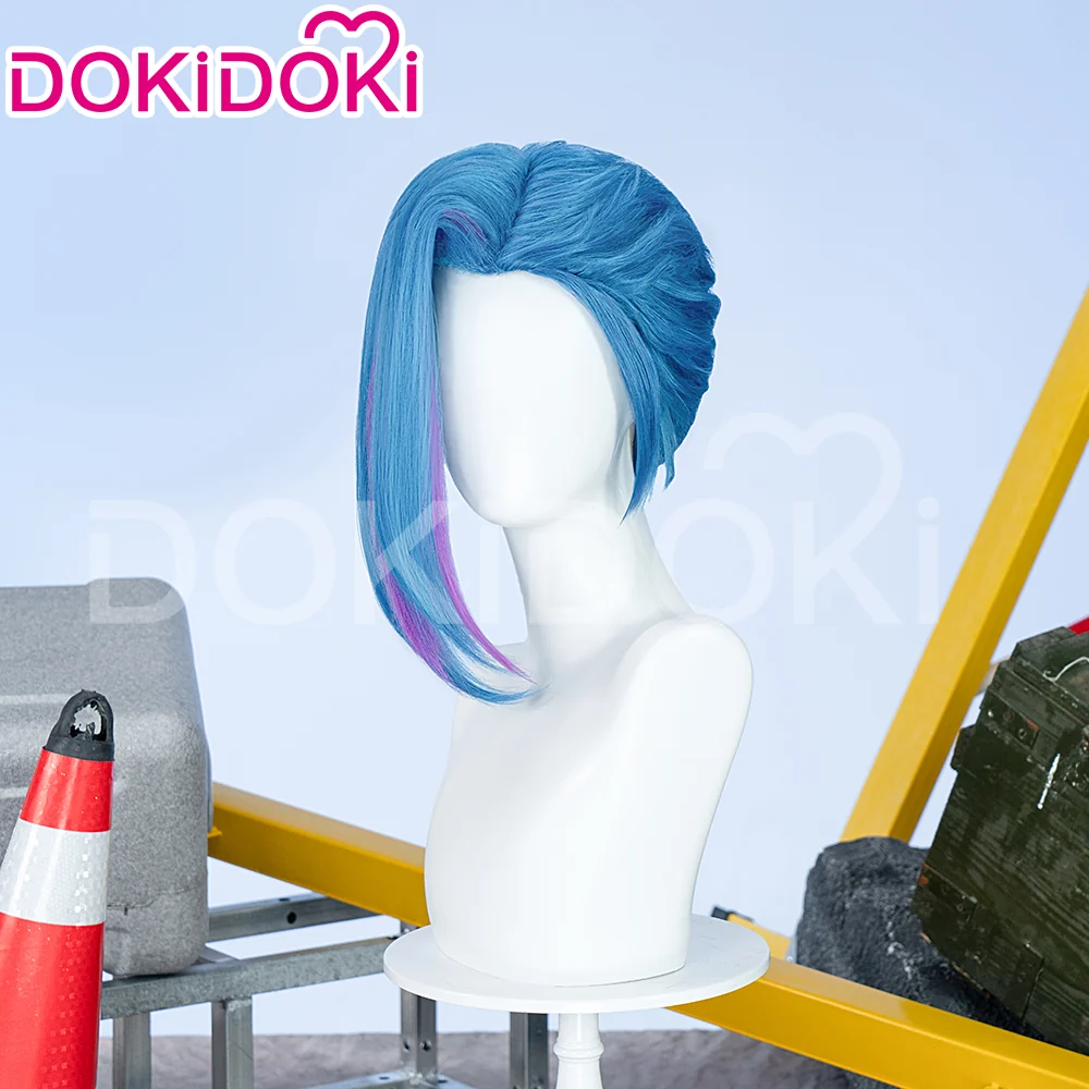 【Partially Ready For Ship】【Front Lace】DokiDoki Anime Game Cosplay Wig Blue Braided Pigtail / Hairtied / Long Straight Version Hair / Tattoo Sticker / Necklace / Bullet Headwear - Image 4