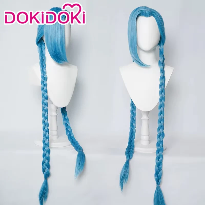 【Partially Ready For Ship】【Front Lace】DokiDoki Anime Game Cosplay Wig Blue Braided Pigtail / Hairtied / Long Straight Version Hair / Tattoo Sticker / Necklace / Bullet Headwear - Image 8