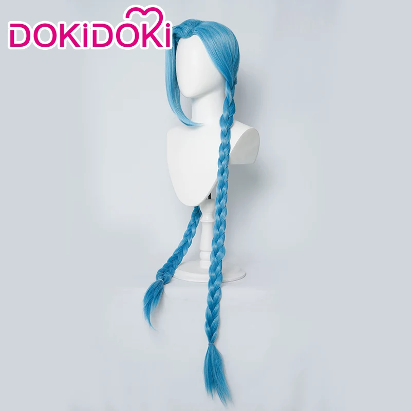 【Partially Ready For Ship】【Front Lace】DokiDoki Anime Game Cosplay Wig Blue Braided Pigtail / Hairtied / Long Straight Version Hair / Tattoo Sticker / Necklace / Bullet Headwear - Image 9