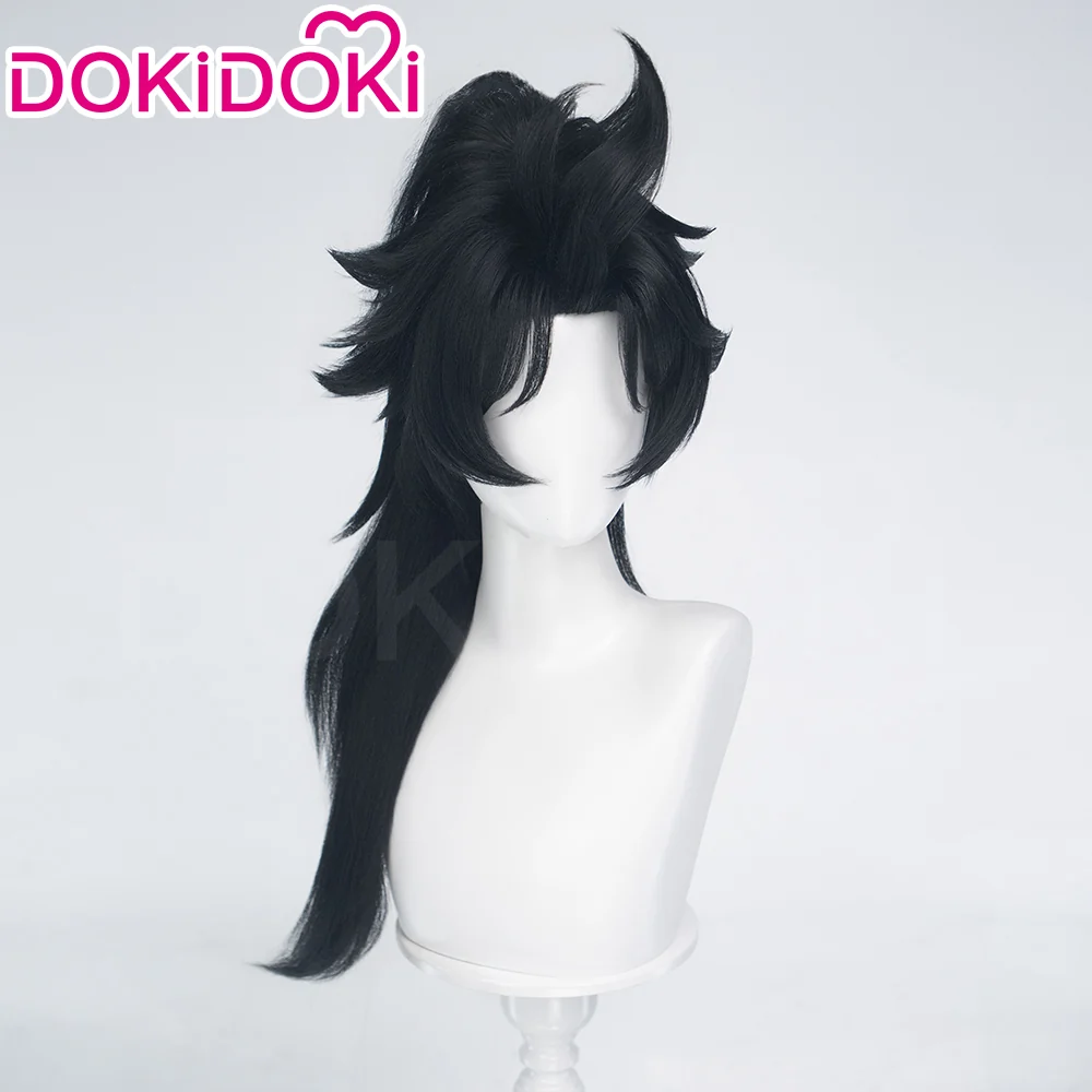 【Crimped Base】DokiDoki Game Cosplay Wig Long Straight Black Hair Detachable Braided - Image 3