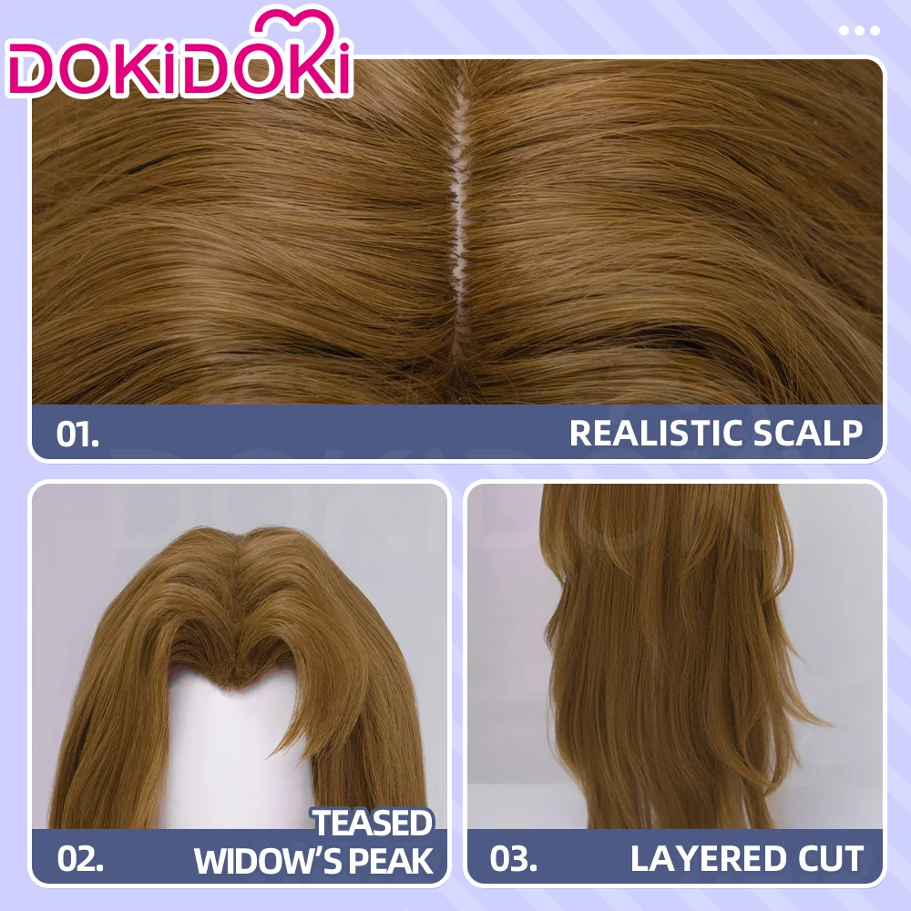 【Ready For Ship】DokiDoki Game Cosplay Wig Long Curly Brown Hair - Image 4