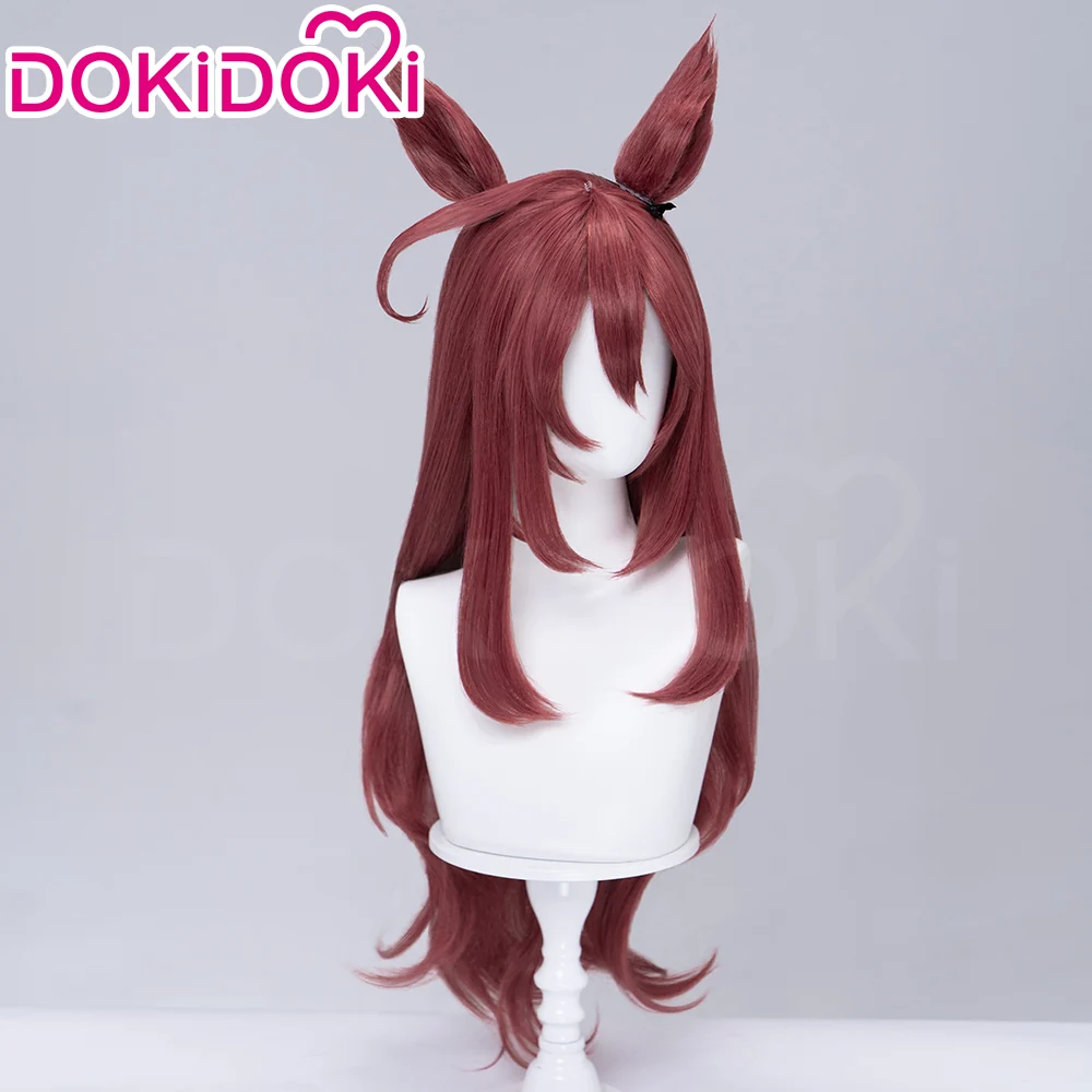 DokiDoki Game Cosplay Wig Long Curly Brown Hair Detachable Ears - Image 3