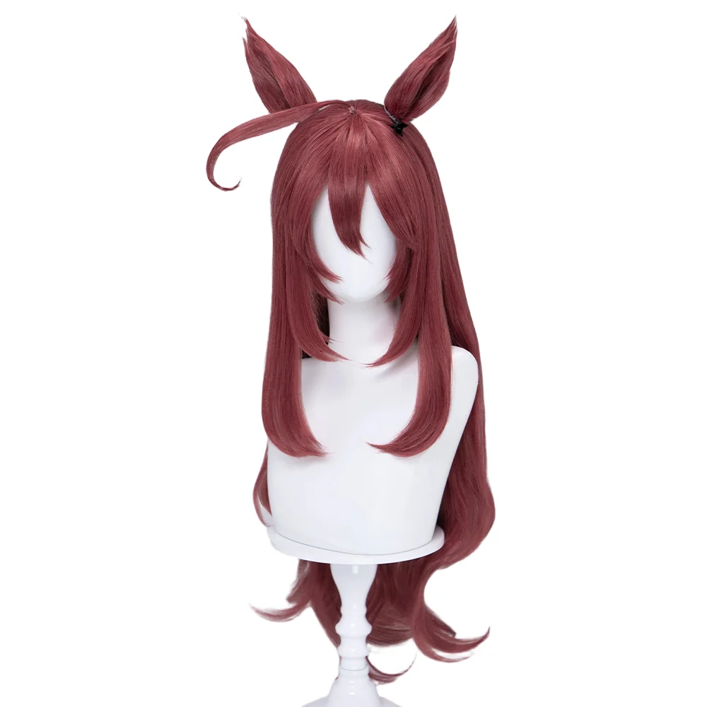 DokiDoki Game Cosplay Wig Long Curly Brown Hair Detachable Ears - Image 5