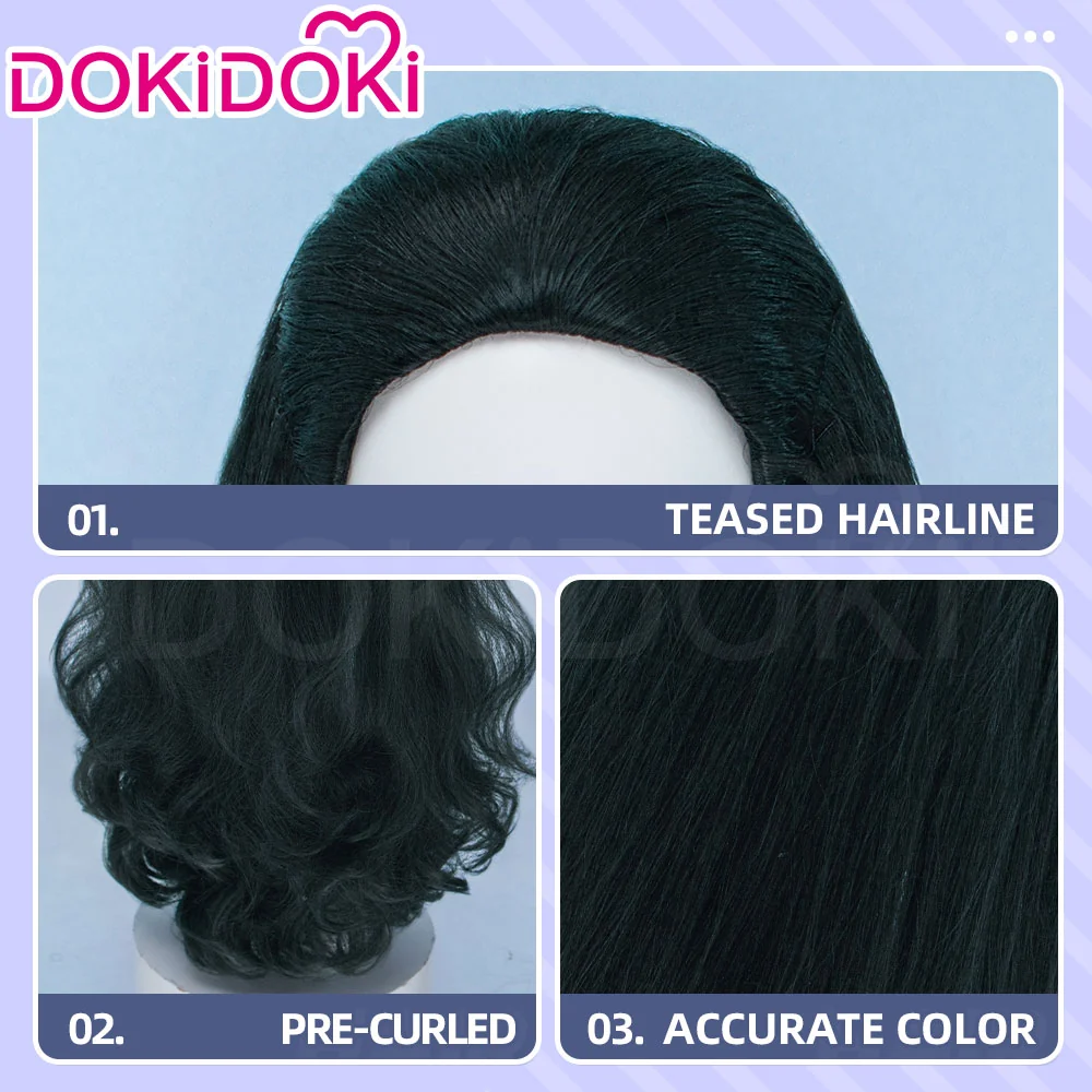 【Ready For Ship】DokiDoki Game Cosplay Wig Long Curly Dark Green Hair - Image 4