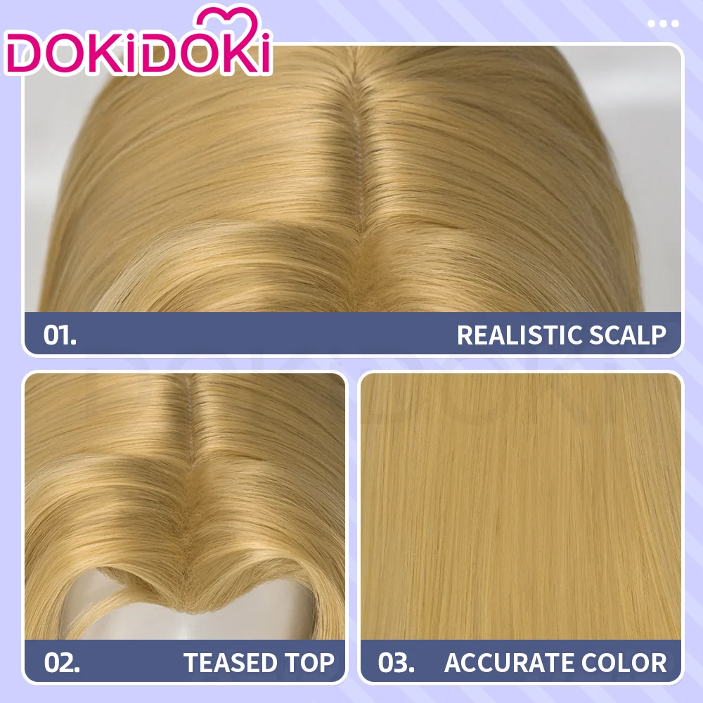 DokiDoki Game Cosplay Wig Long Straight Blonde Hair - Image 5