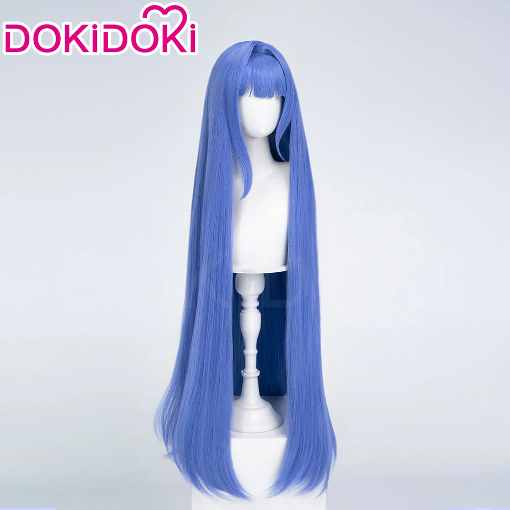 DokiDoki Game Cosplay Wig Long Straight Blue Hair Fortune Mate - Image 3