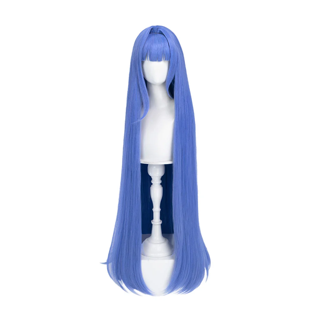 DokiDoki Game Cosplay Wig Long Straight Blue Hair Fortune Mate - Image 5