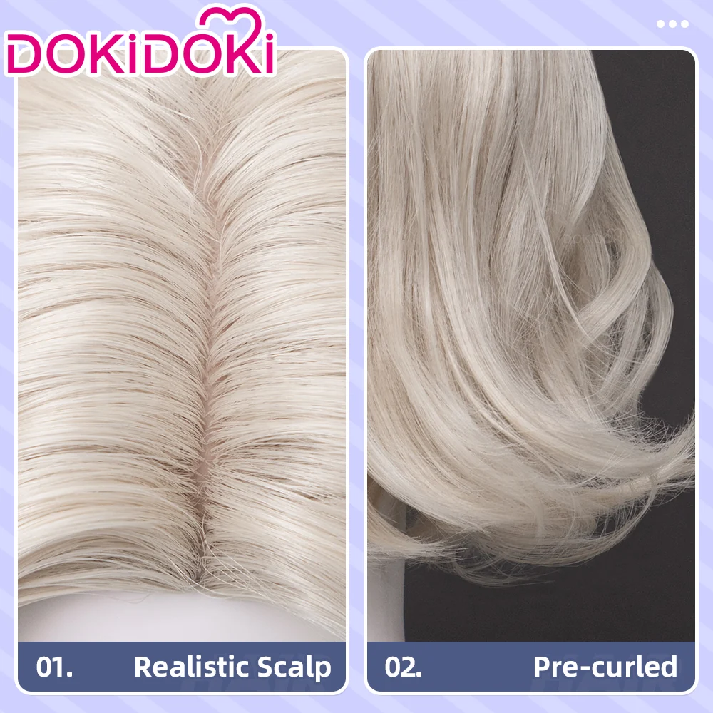 【Ready For Ship】【Front Lace】DokiDoki Game Cosplay Wig Short Curly Blonde Hair - Image 5