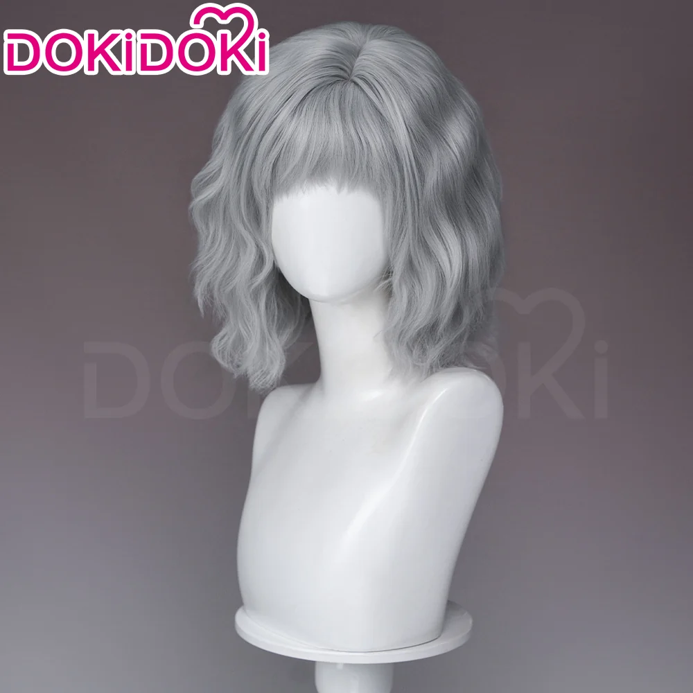DokiDoki Game Cosplay Wig Short Curly Silver Hair Pre Curled - Image 2