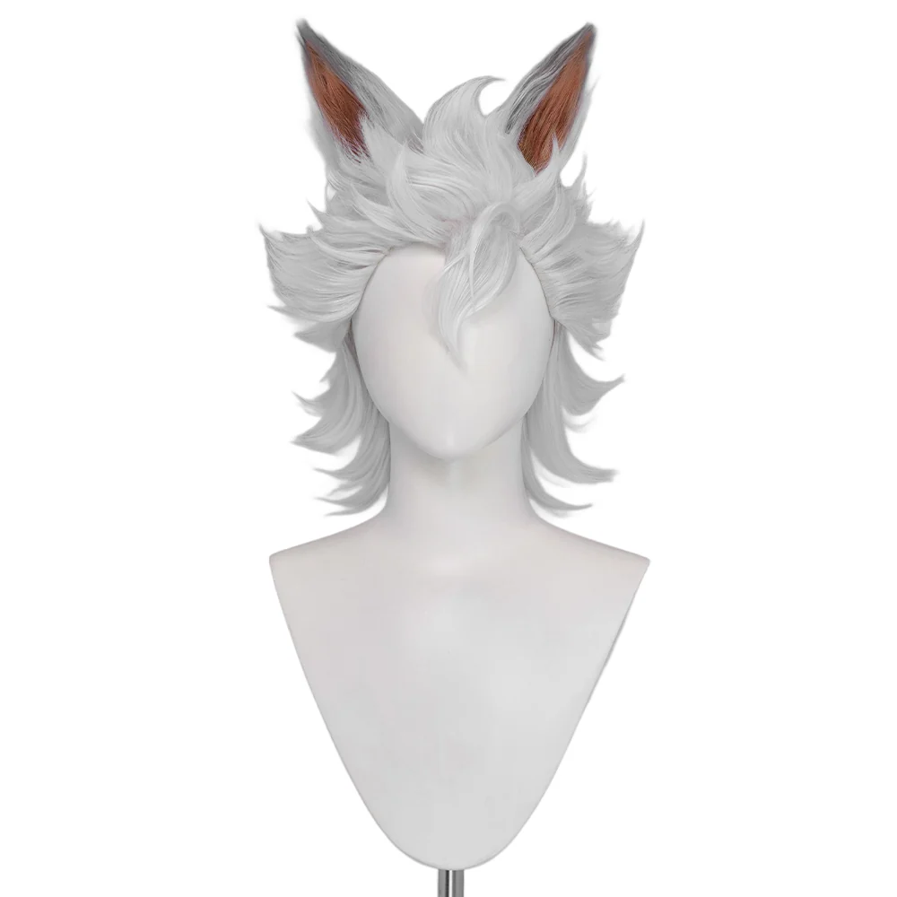 【Ready For Ship】DokiDoki Game Cosplay Wig Short Curly Silver Hair Wolf - Image 5