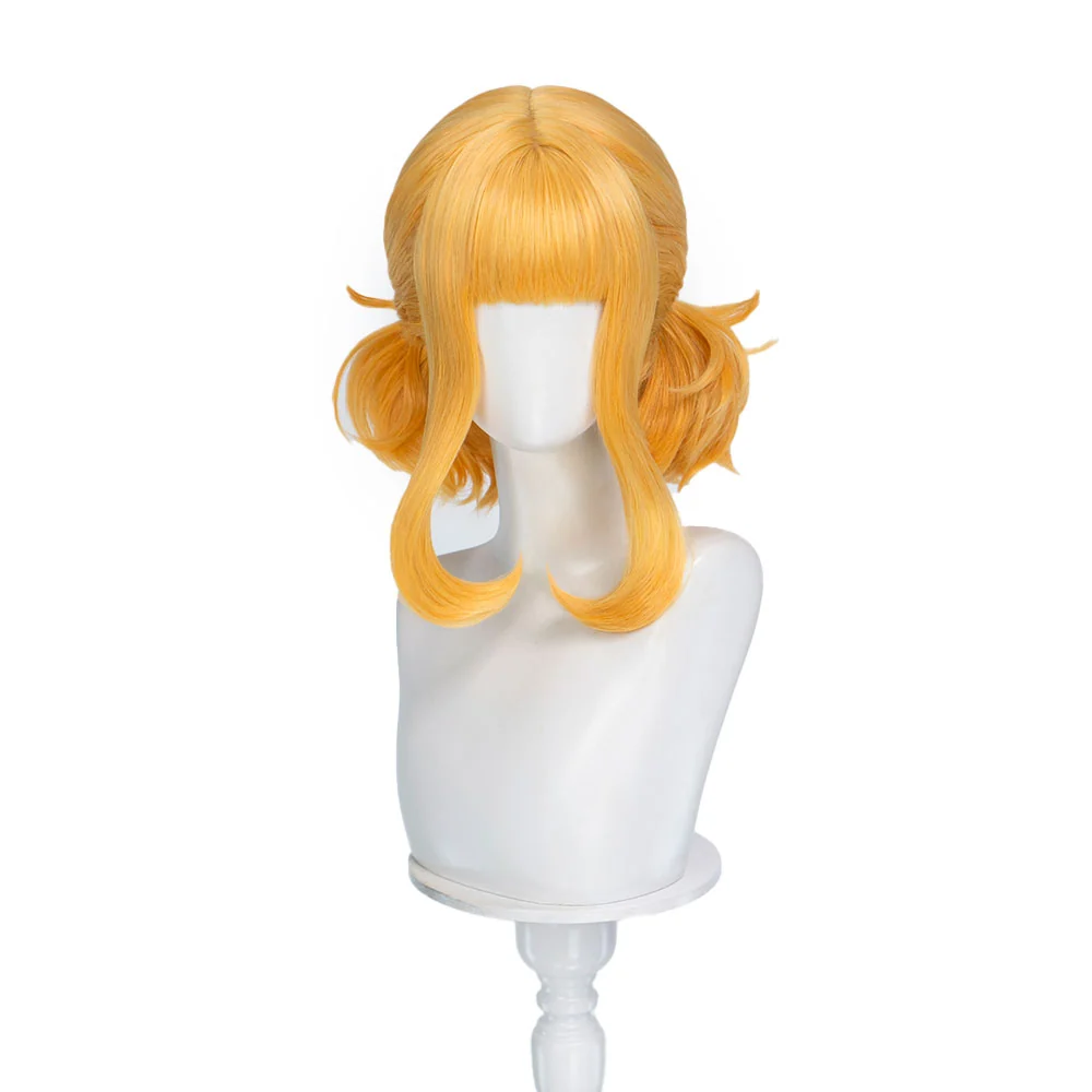 DokiDoki Game Cosplay Wig Short Curly Yellow Hair Pre Braided - Image 5