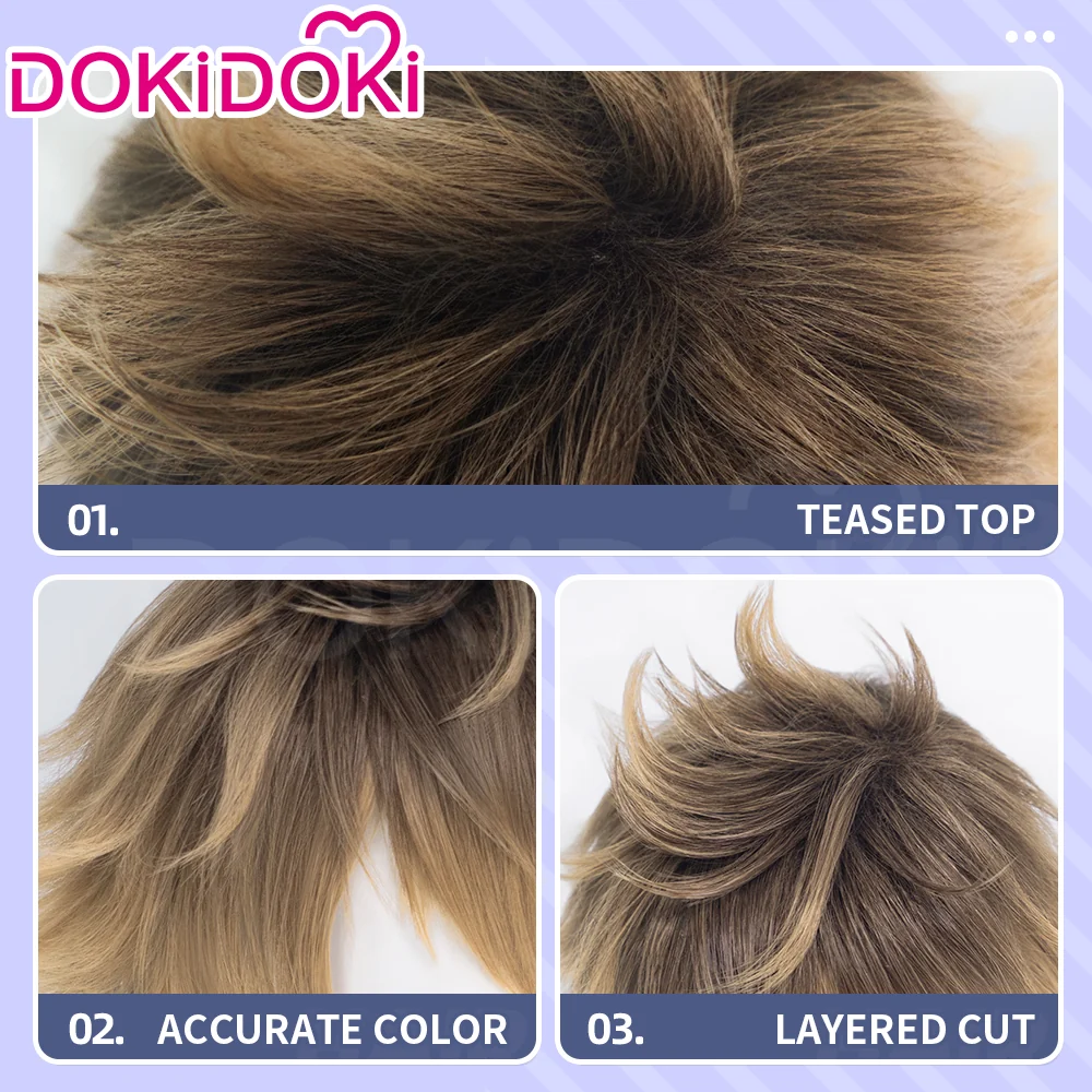 DokiDoki Game Cosplay Wig Short Dark Blonde Layerd Hair - Image 4