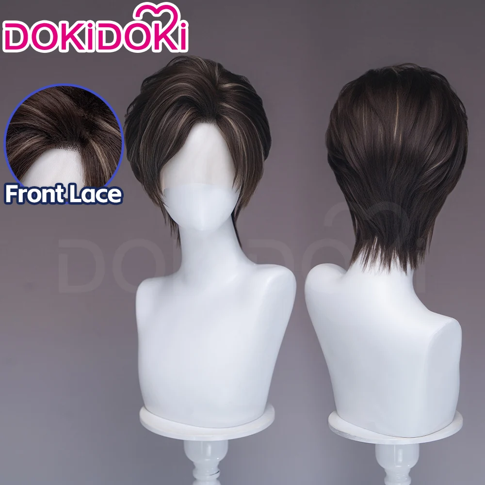 【Ready For Ship】【Small Area Front Lace】DokiDoki Game Cosplay Wig Short Dark Brown Hair - Image 7