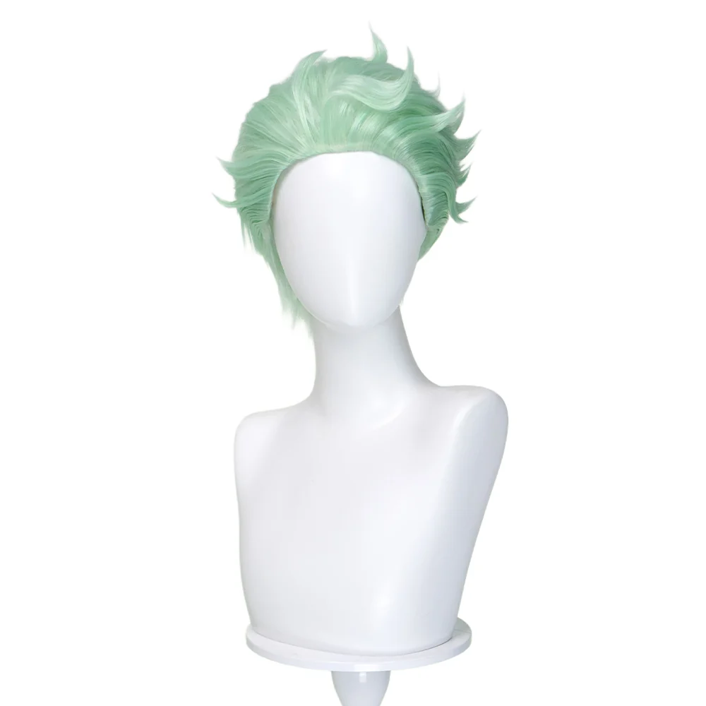 【Ready For Ship】DokiDoki Game Cosplay Wig Short Green Fluffy Hair - Image 5