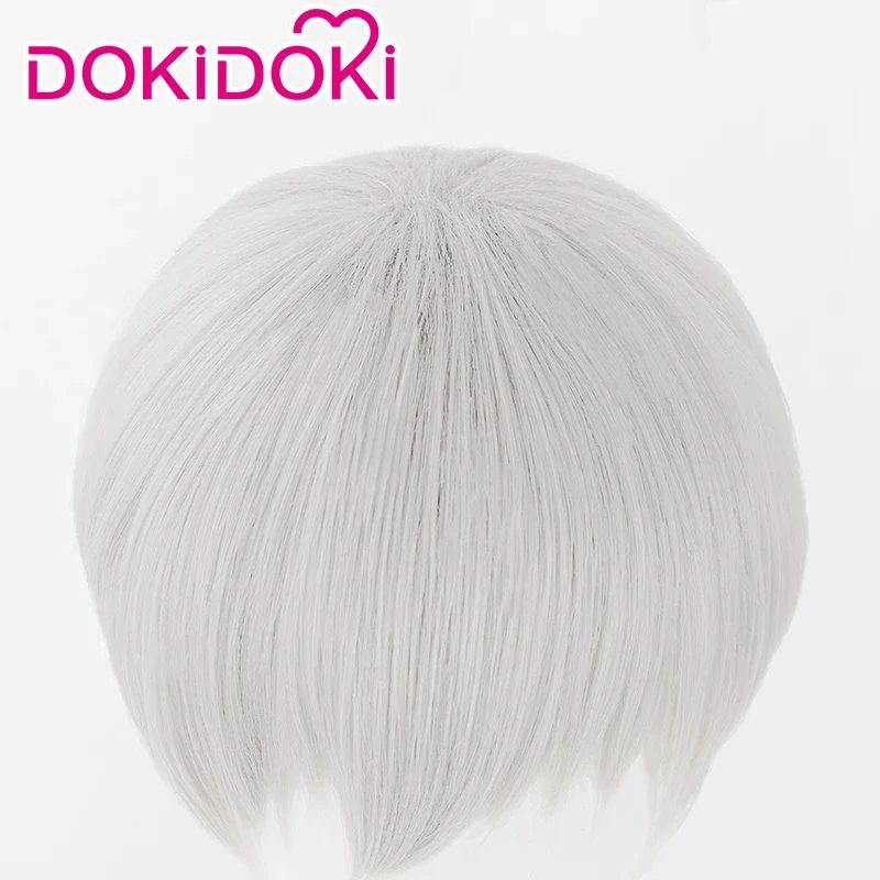 【Ready For Ship】DokiDoki Game Cosplay Wig Short Straight Silver Hair - Image 4