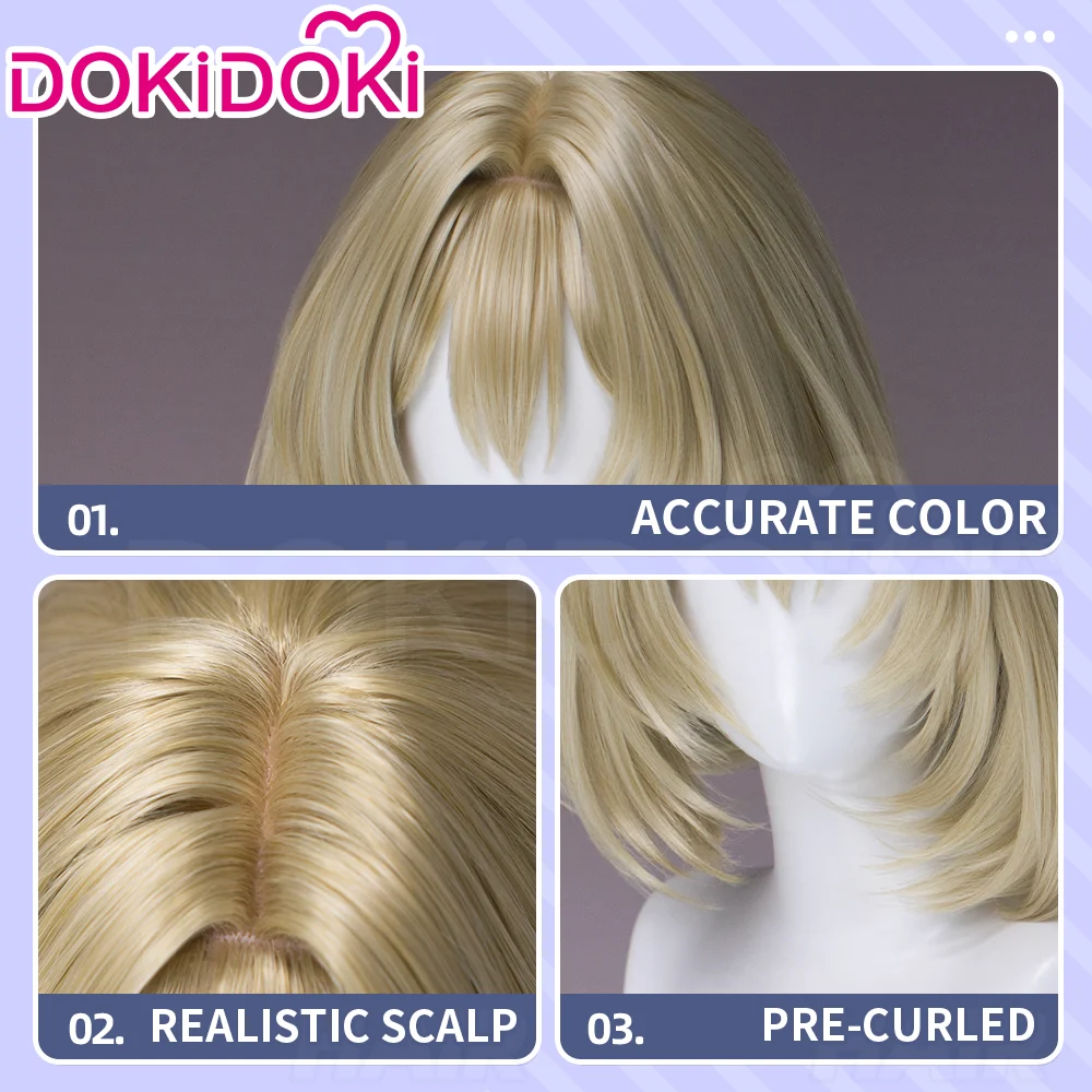 DokiDoki Game Cosplay Wig Short Straight Blonde Hair - Image 4