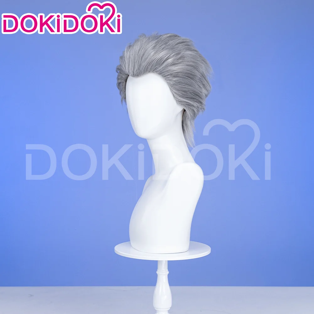 DokiDoki Game Cosplay Wig Short Straight Silver Hair - Image 2