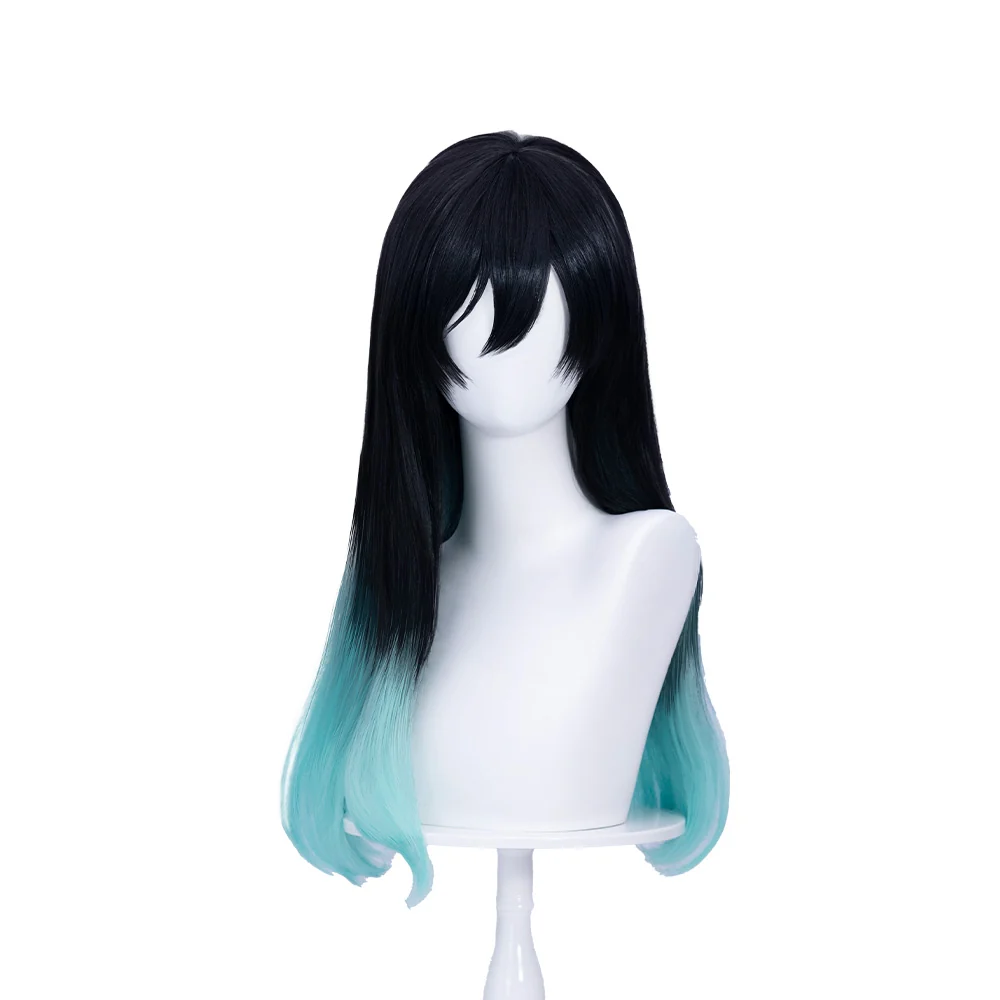 【 Ready For Ship】DokiDoki Game Cosplay Wig Short Straight White Black Green Gradient Hair x LE SSERAFIM - Image 5