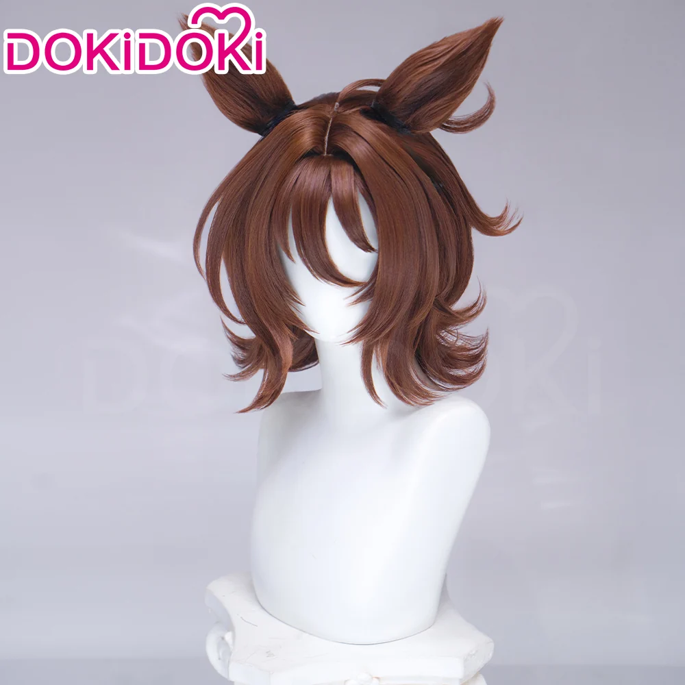 【Ready For Ship】DokiDoki Game Cosplay Wig Short Upturned Brown Hair Detachable Ears - Image 2