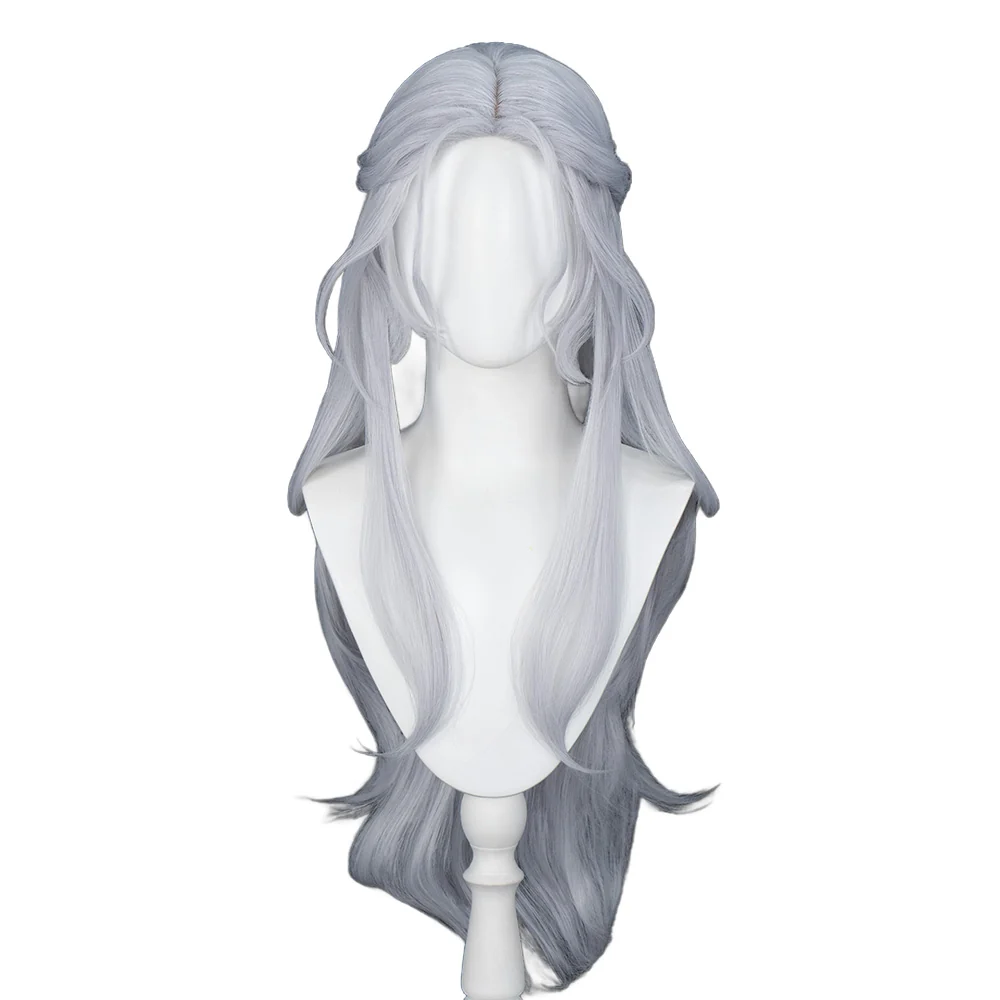DokiDoki Game Cosplay Wig White Center Parted Long Curly Hair - Image 2