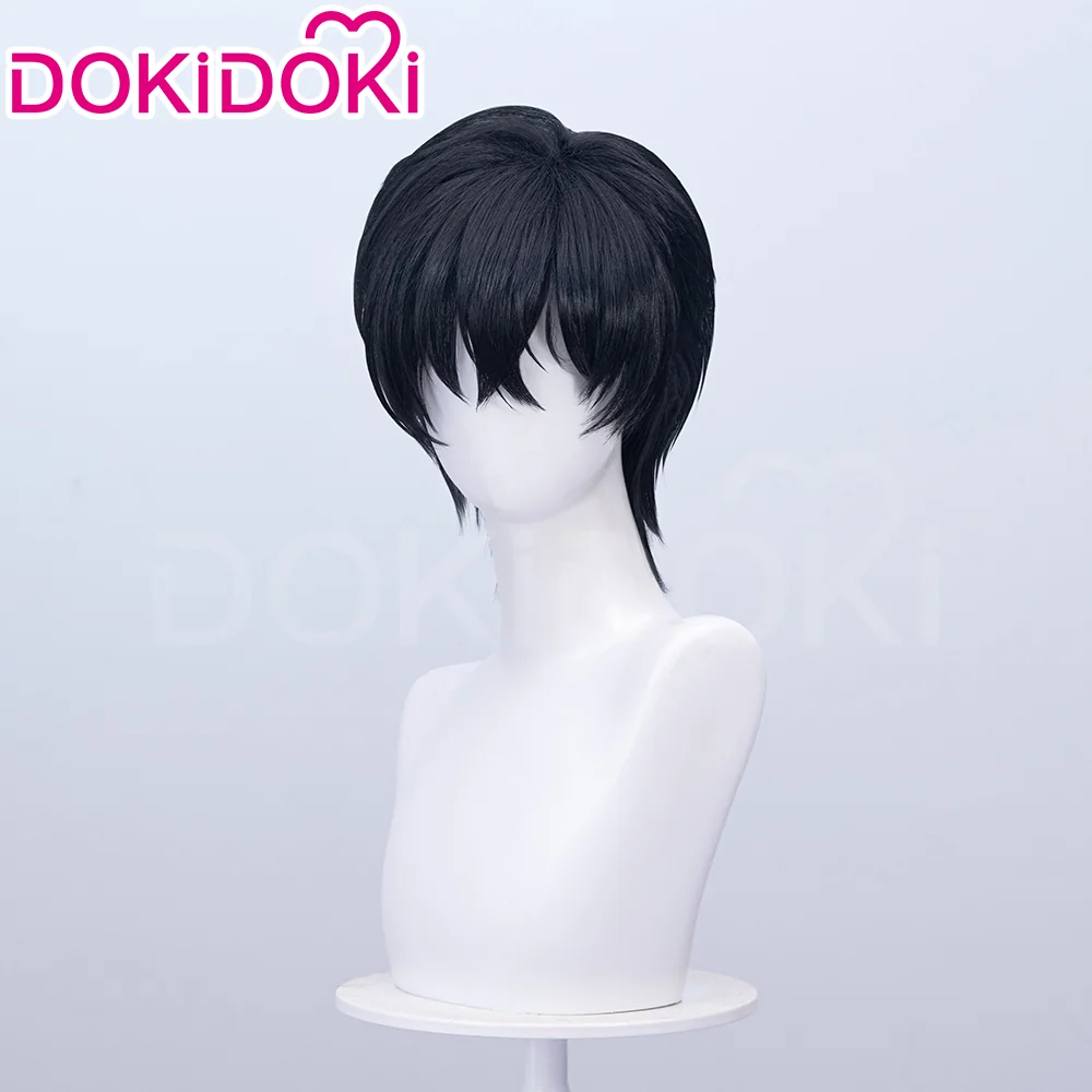 【Ready For Ship】DokiDoki Game Cosplay Men Wig Short Straight Black Hair - Image 2