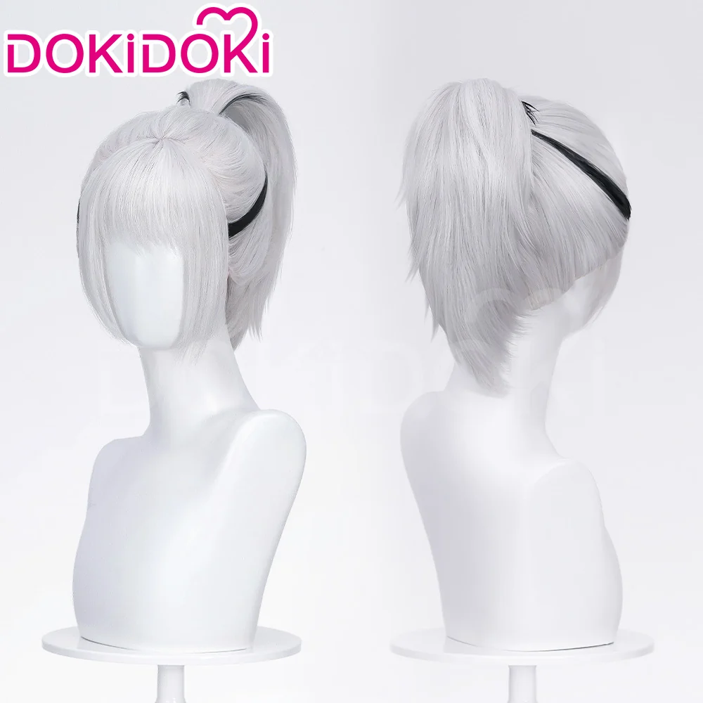 【Ponytail Ver Ready For Ship】DokiDoki Game Delta Force Cosplay Hackclaw Wig Short Straight Silver Hair Ponytail Mai Xiaowen Mai Xiao Wen - Image 3