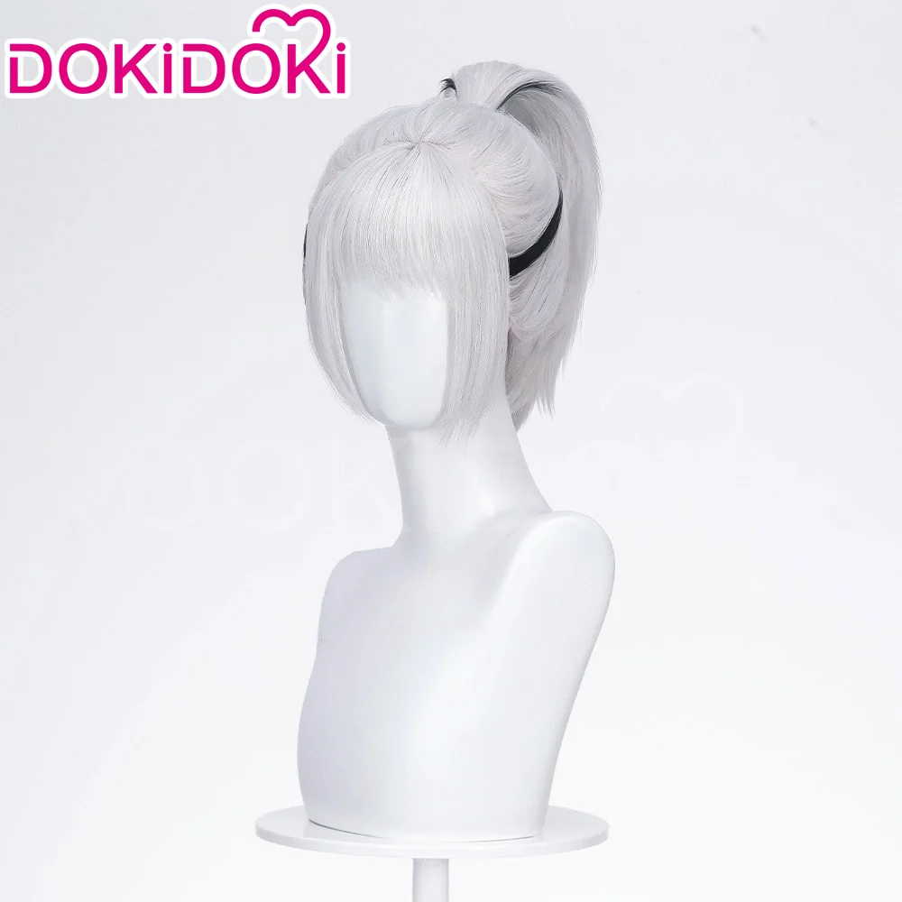 【Ponytail Ver Ready For Ship】DokiDoki Game Delta Force Cosplay Hackclaw Wig Short Straight Silver Hair Ponytail Mai Xiaowen Mai Xiao Wen - Image 4