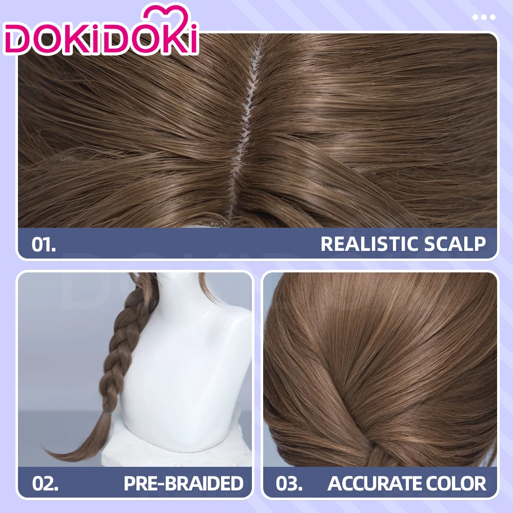 【Ready For Ship】DokiDoki Game Delta Force Cosplay Vlinder Wig Long Brown Braids Hair Lina van der Meer - Image 4