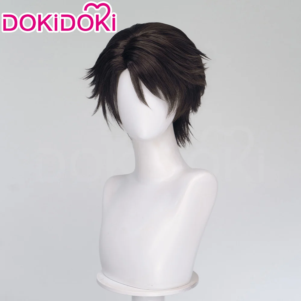 DokiDoki Game Cosplay Wig Short Straight Dark Brown Hair - Image 2