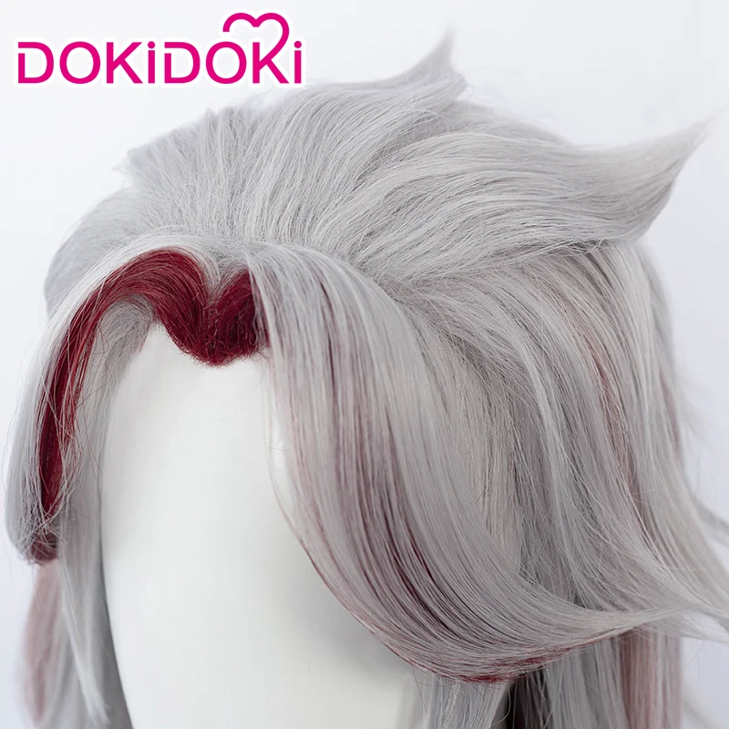 【Ready For Ship】DokiDoki Game Genshin Impact Arataki Itto Cosplay Wig Men Long Silver Red / Horns - Image 2