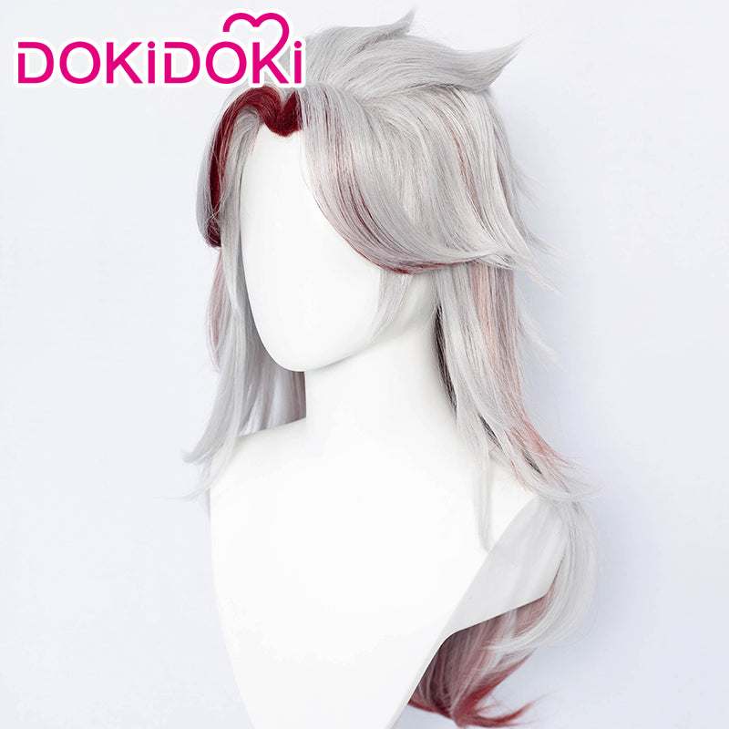 【Ready For Ship】DokiDoki Game Genshin Impact Arataki Itto Cosplay Wig Men Long Silver Red / Horns - Image 3