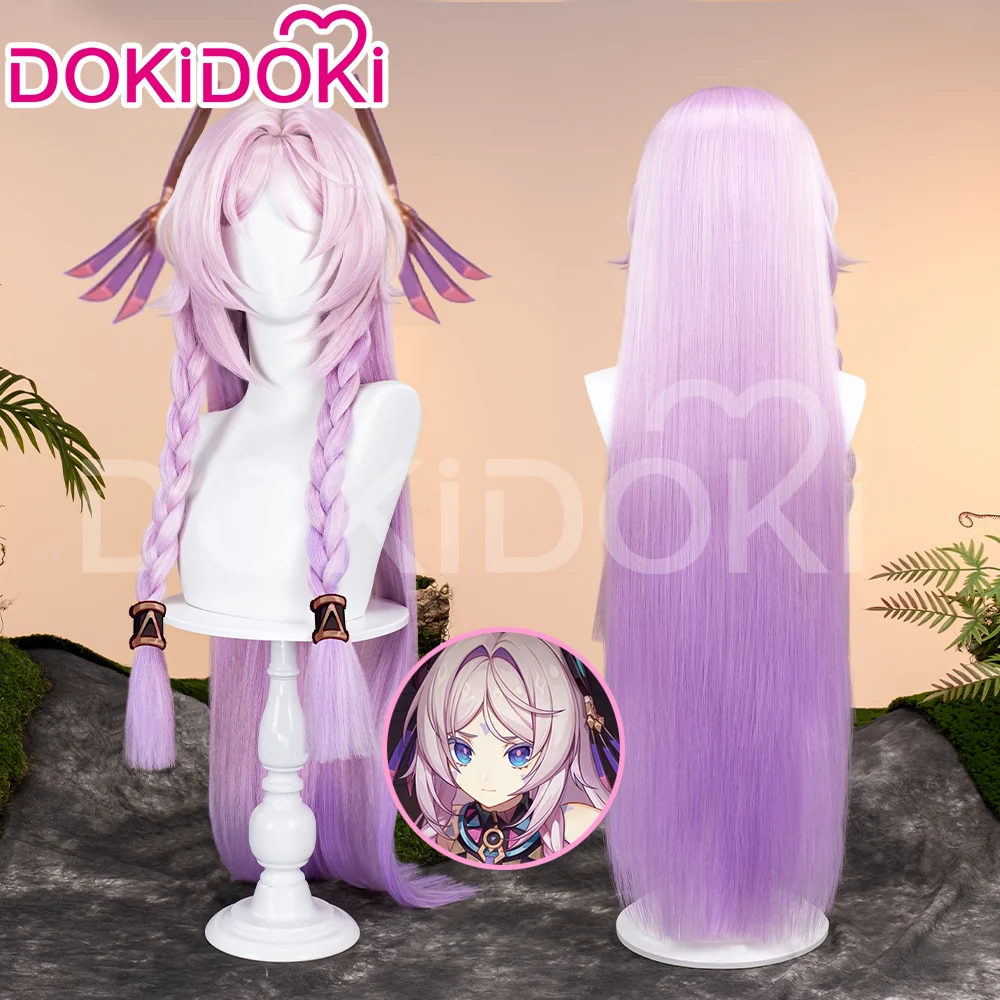 【Partially Ready For Ship】DokiDoki Game Genshin Impact Citlali Cosplay Wig Long Straight Double Braids Pink Purple Gradient Hair - Image 3