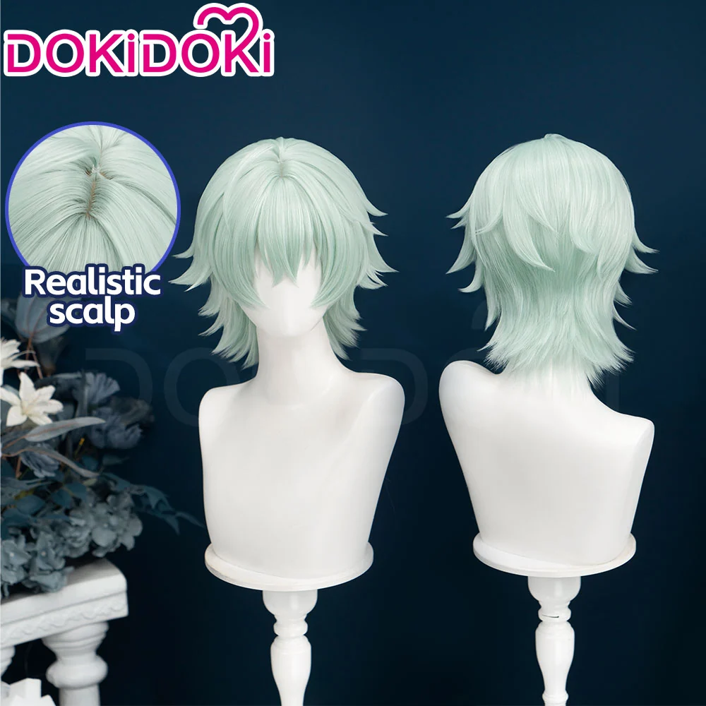 DokiDoki Game Genshin Impact Cosplay Alyosha Wig Short Green Hair Snezhnaya Sudden Snow