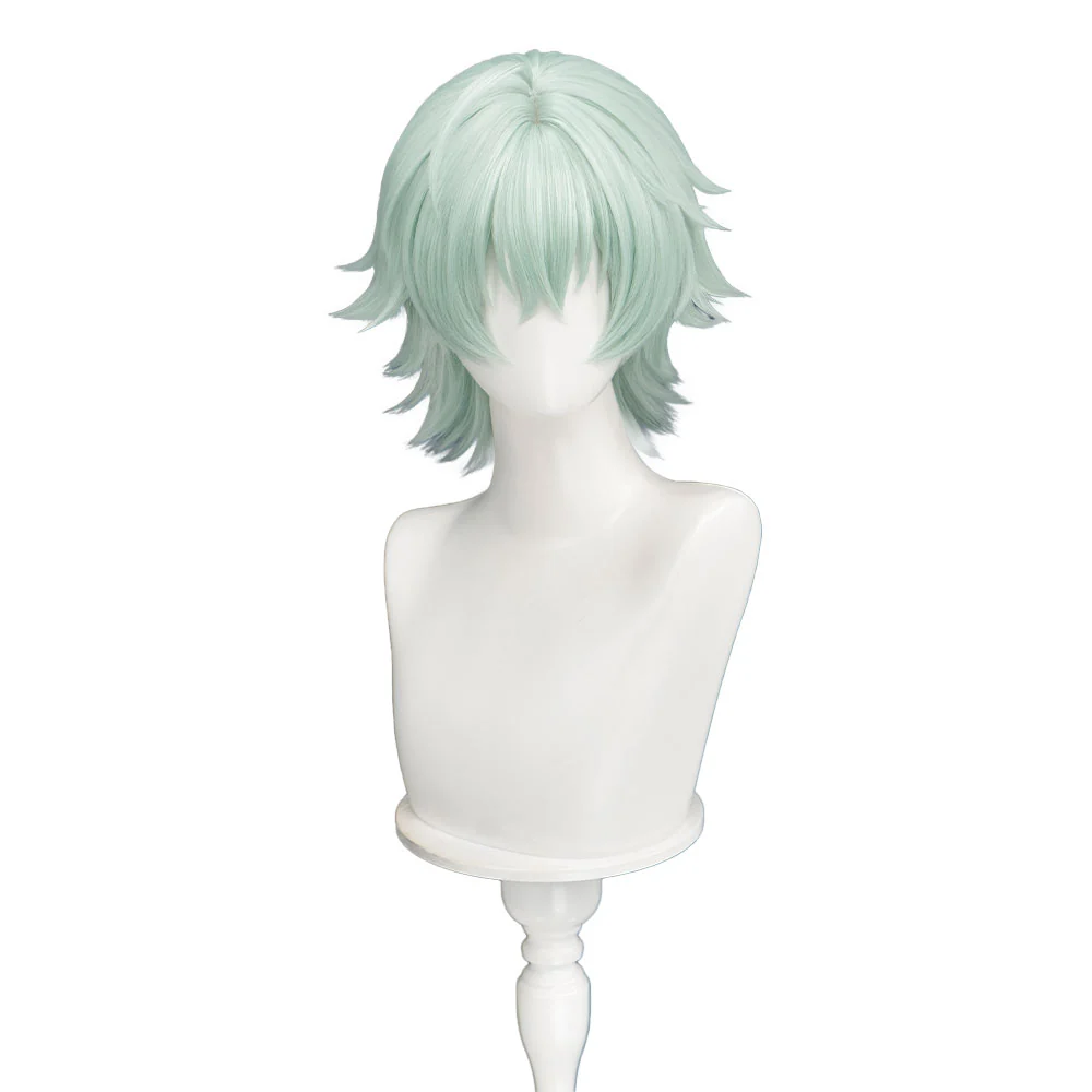 DokiDoki Game Genshin Impact Cosplay Alyosha Wig Short Green Hair Snezhnaya Sudden Snow - Image 5